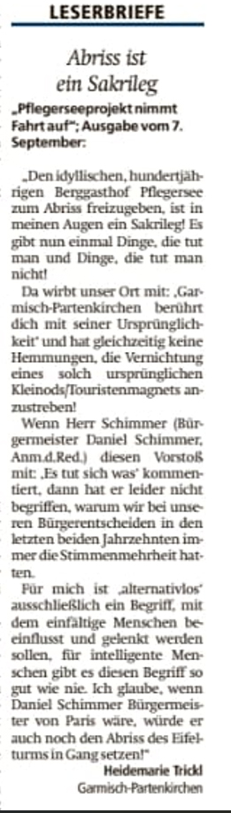 Leserbrief vom 11.09.2026: "Abriss ist ein Sakrileg!"