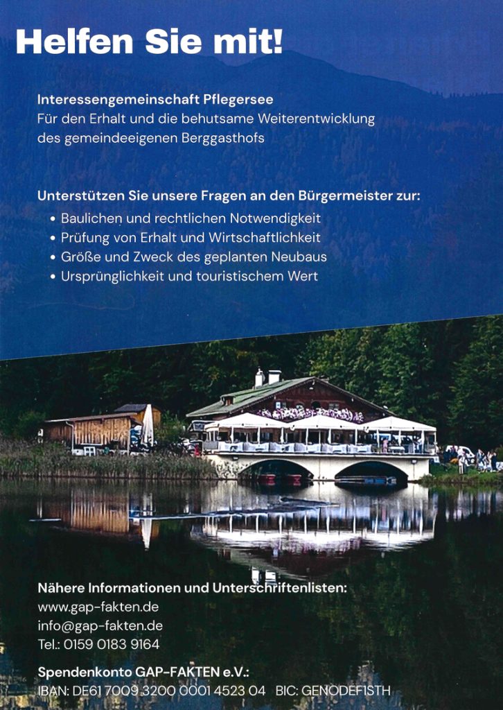 Erhaltet die Idylle am Pflegersee - Flyer hinten