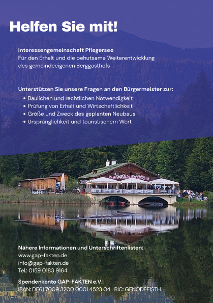 Erhaltet die Idylle am Pflegersee!